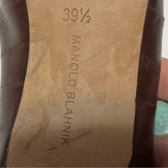 AMPUTEE / SINGLE LEFT SHOE ONLY Manolo Blahnik Brown Leather Sz 39.5 Women 9.5 - Picture 2 of 9